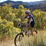 Mountain Biker Speeding along Lower Payson Canyon Trails